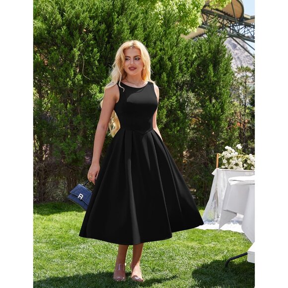 Women's Sleeveless Backless A-Line Evening Dress Long Formal Gown - Picture 3 of 7